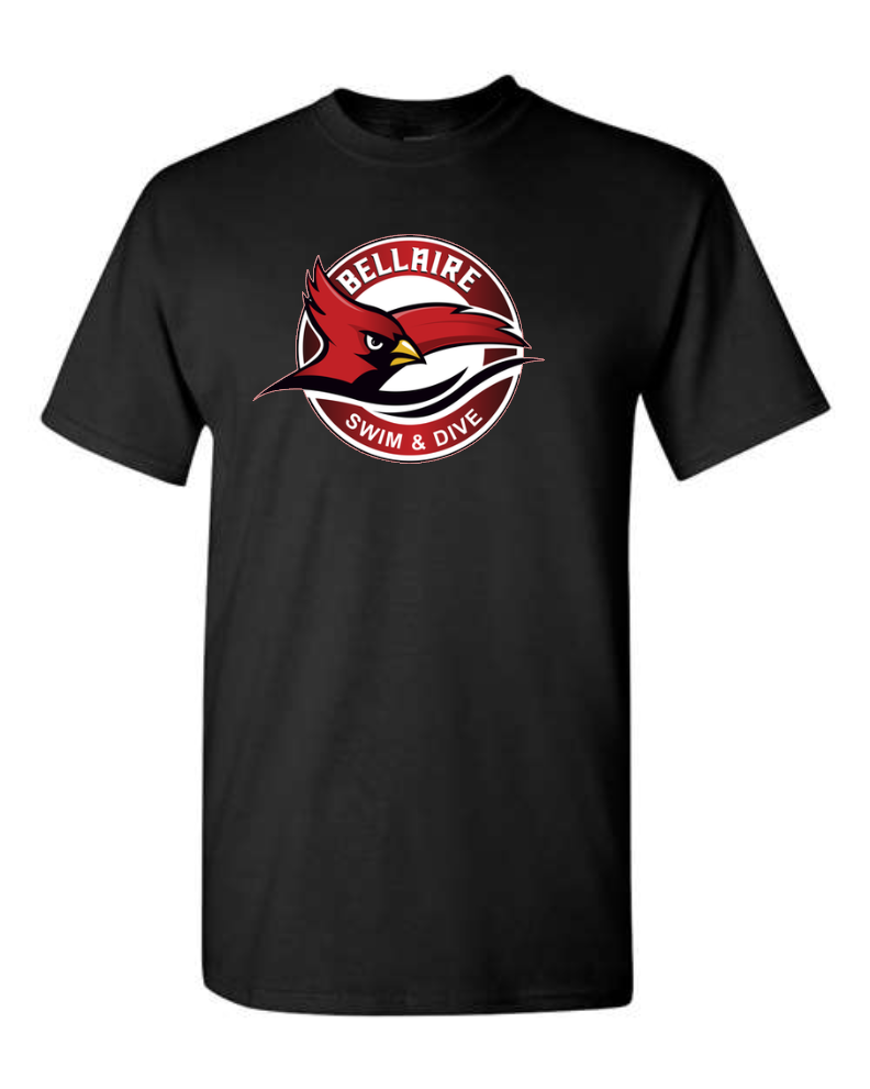 Bellaire Cardinals Swim & Dive Cotton Tee- Black