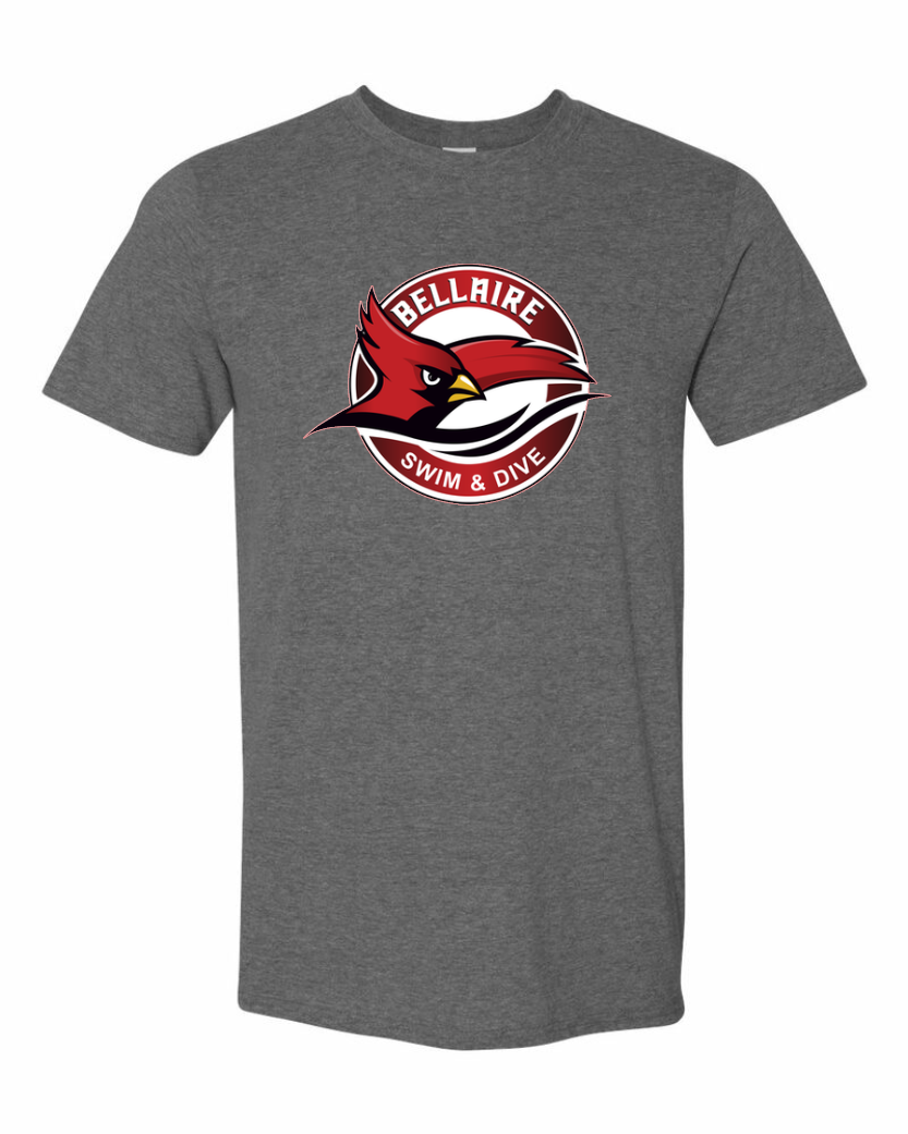 Bellaire Cardinals Swim & Dive Cotton Tee- Grey