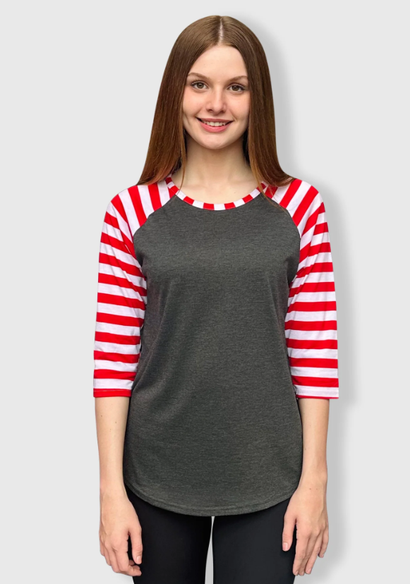 Candy Cane Raglan Charcoal -Candy Cane