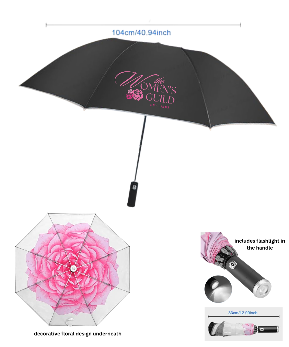 The Women's Guild- Black/ Flower Umbrella