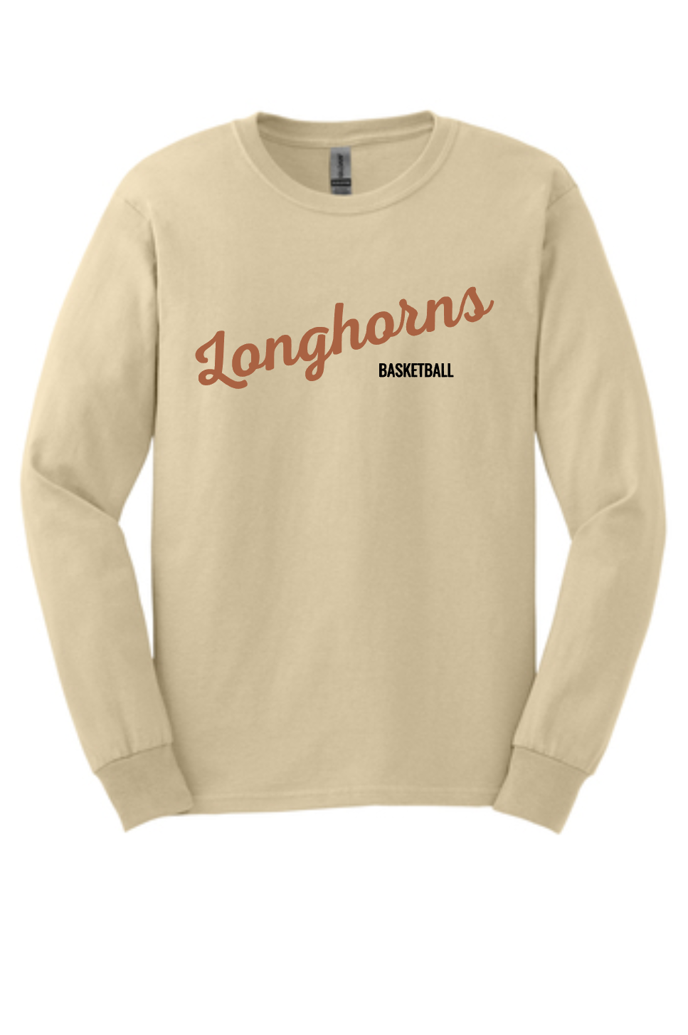 Dobie Basketball- Longhorns Basketball Long Sleeve Cotton Tee- Sand