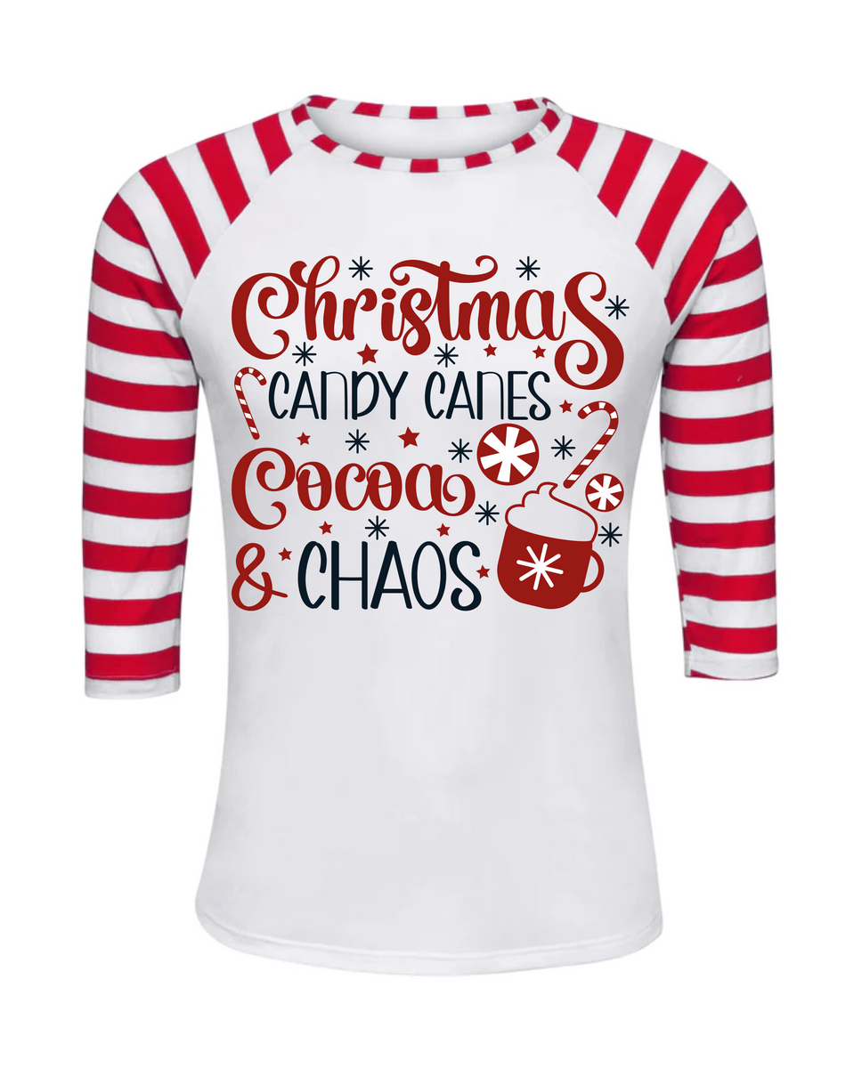 Candy Cane Striped Raglan Candy Canes, Cocoa, and Chaos Trend Monkey