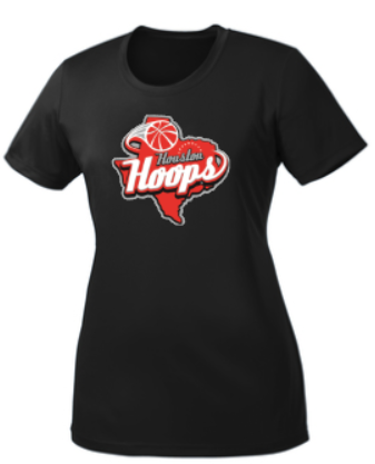 Houston Hoops Ladies Performance Tee- Black