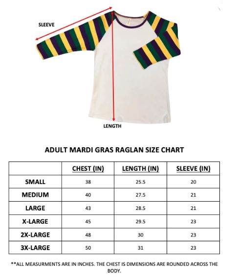 Mardi Gras White Raglan- Mardi Gras Lips