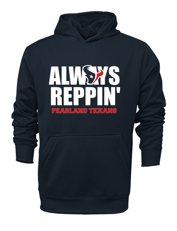Pearland Texans Navy Performance Hoodie- Always Reppin