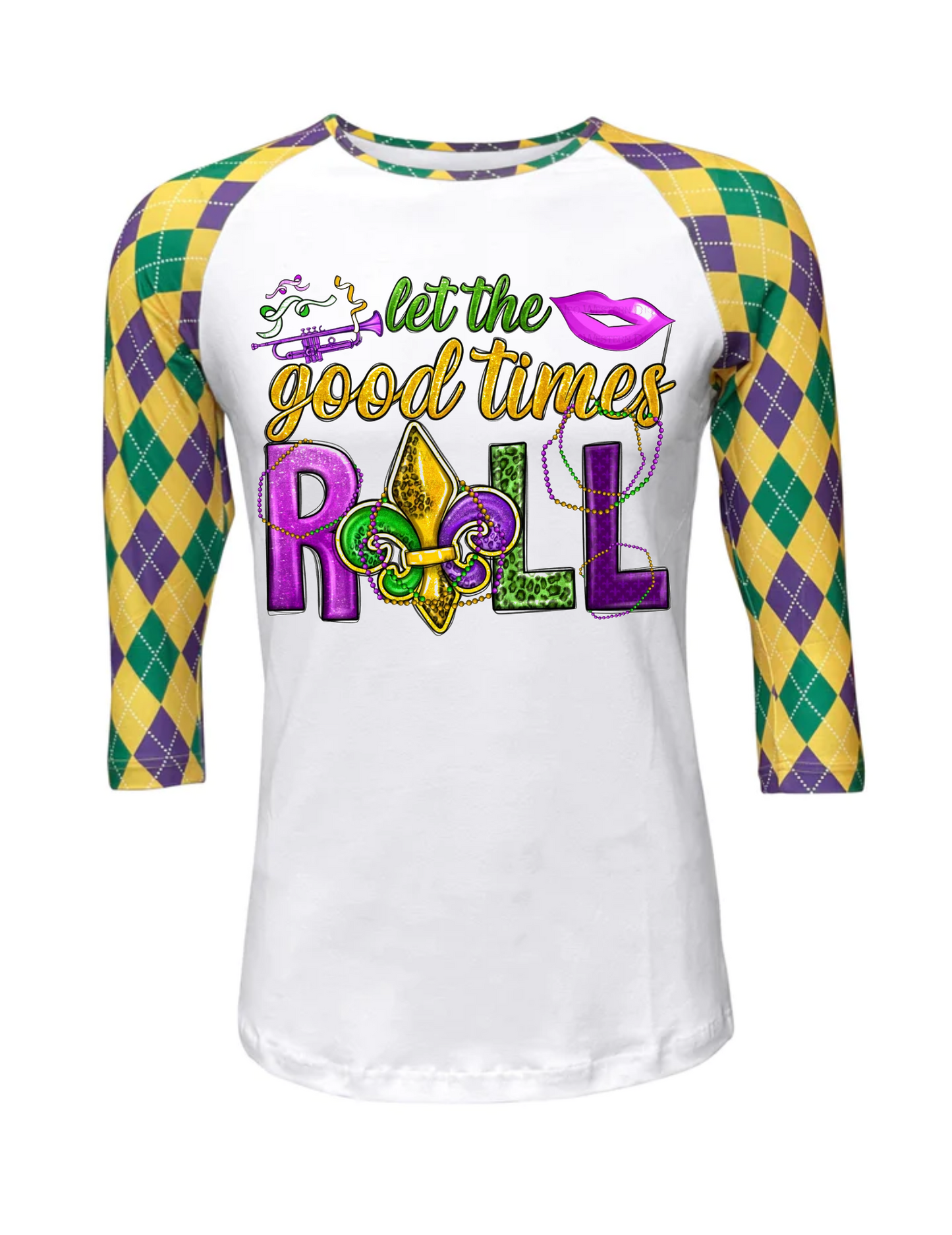 Mardi Gras Harlequin Raglan-Let the Good Times Roll