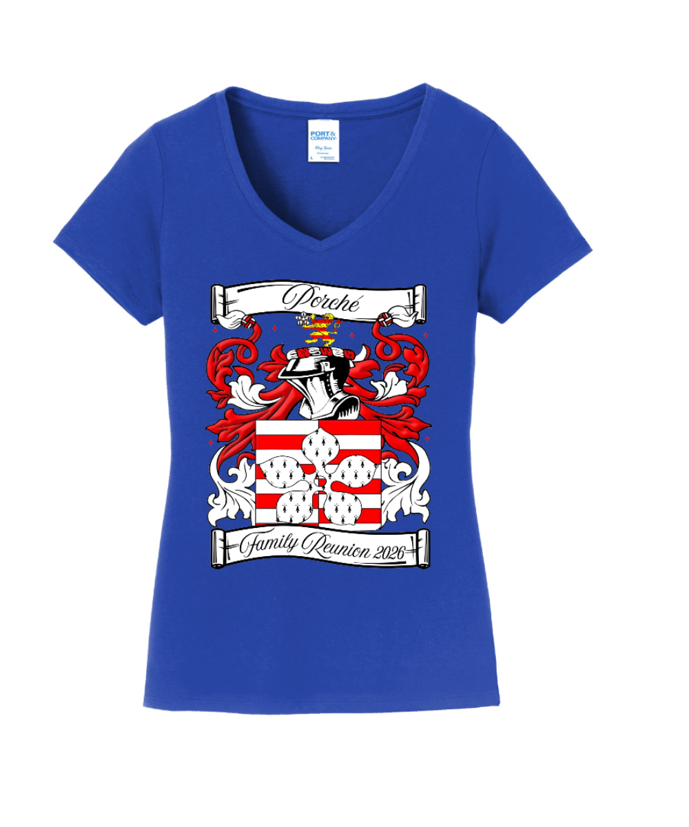 Porche Family Reunion-  Ladies V-Neck  Cotton Tee