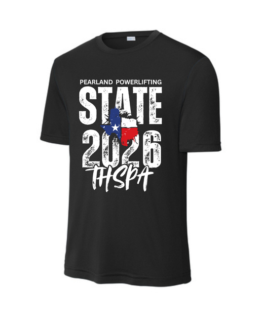 Pearland Powerlifting-Boys State Performance Tee- Black
