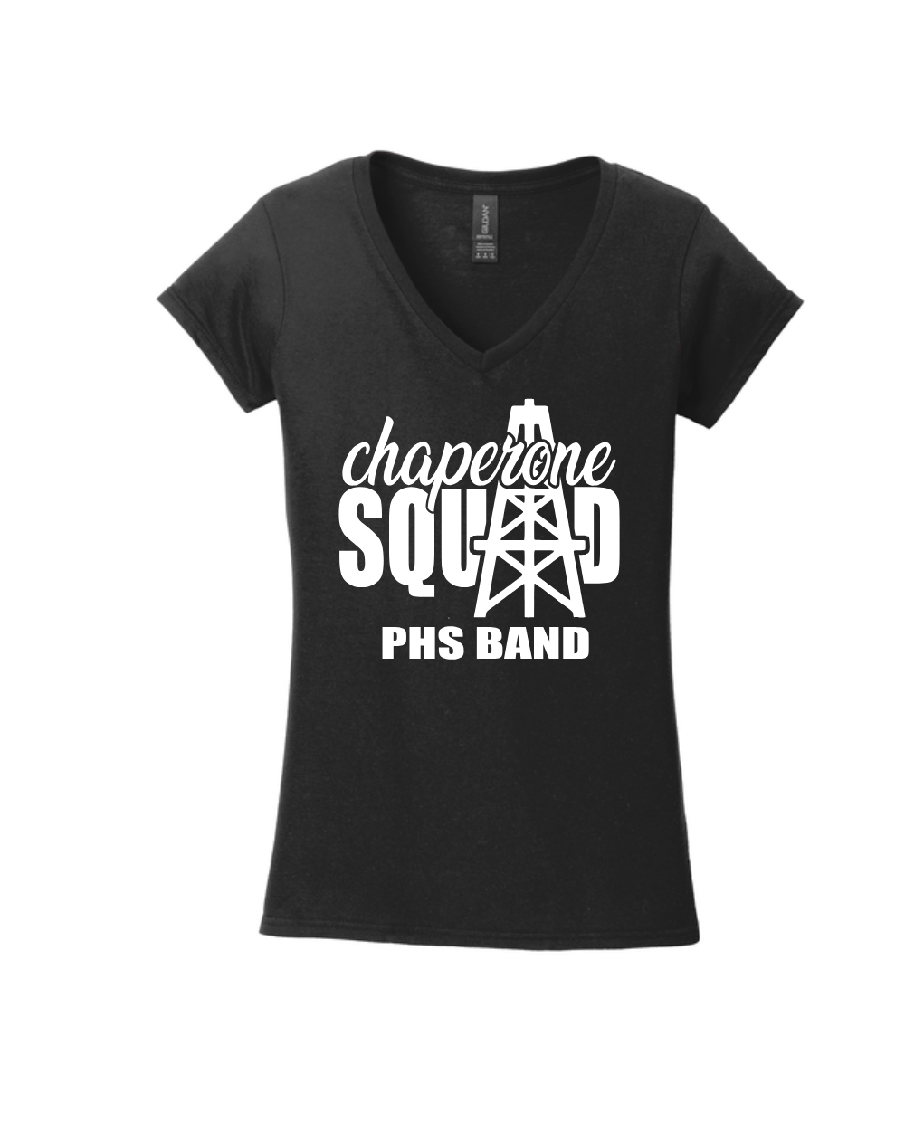 Pearland HS Band Chaperone- PHS Band Chaperone Squad Ladies Vneck Cotton T-Shirt
