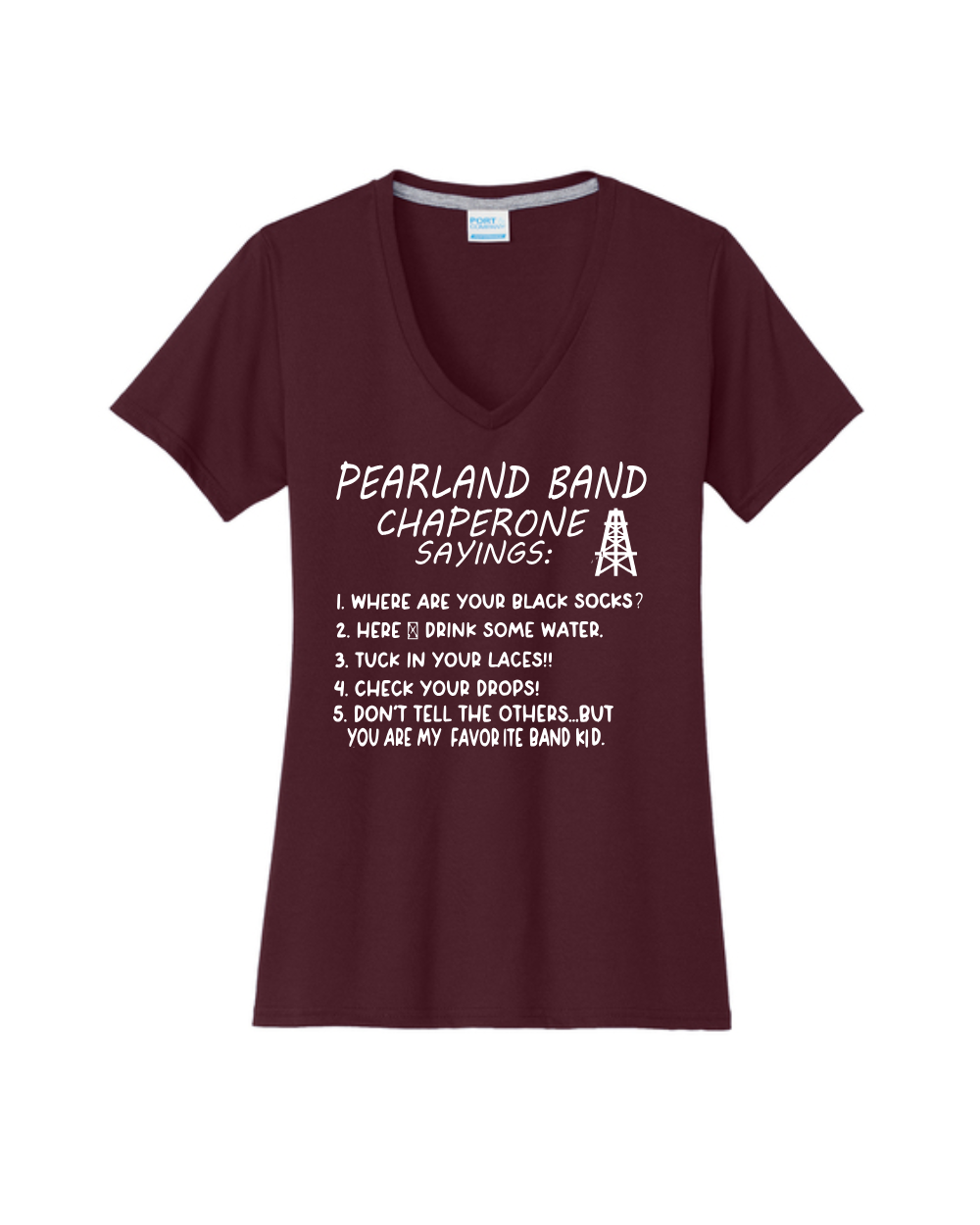 Pearland HS Band Chaperone- Ladies Vneck Cotton Blend T-Shirt