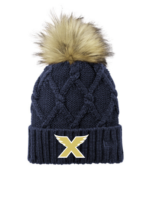 Texas Speed Elite- Embroidered Logo Pom Beanie-Navy