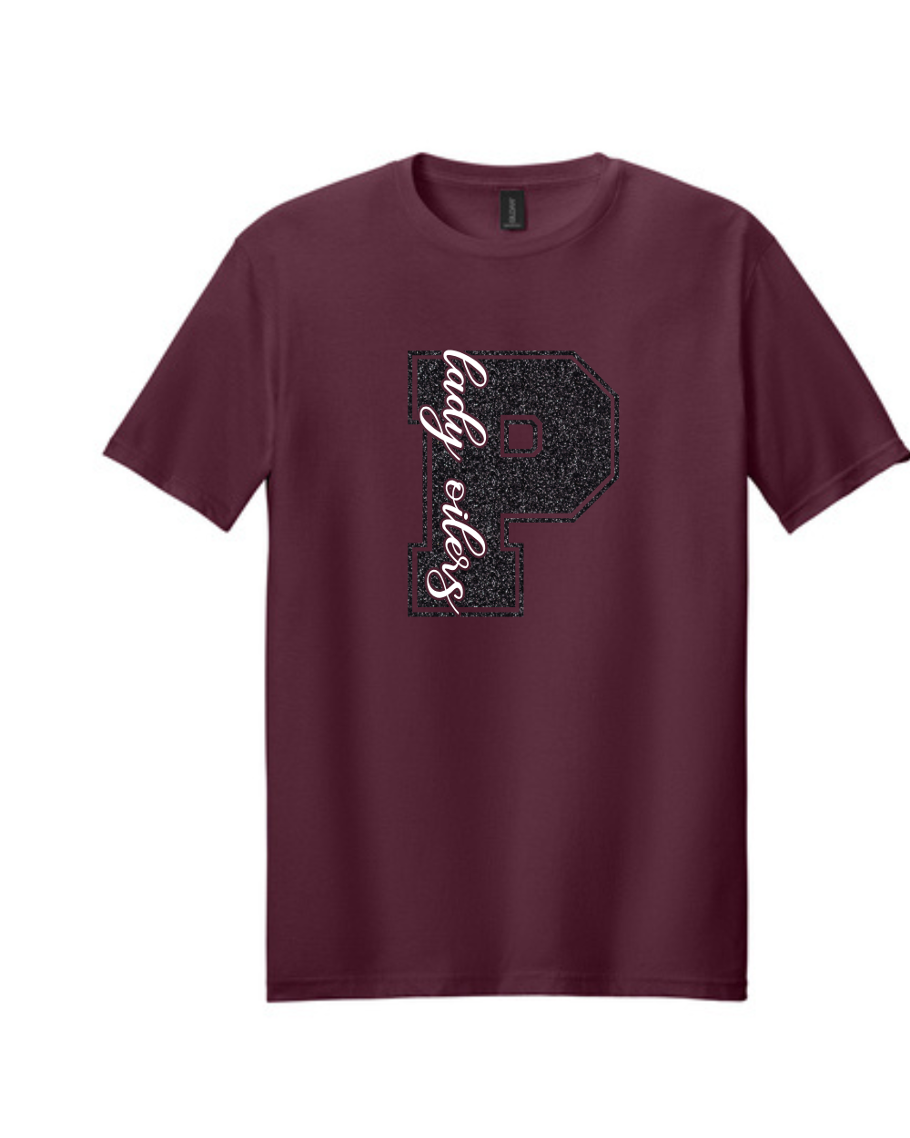 PHS Volleyball- Lady Oilers Glitter P Cotton Tee- maroon