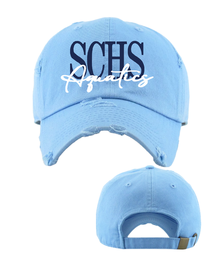 Shadow Creek Aquatics-  Sharks Embroidered Signature Distressed Dad Hat