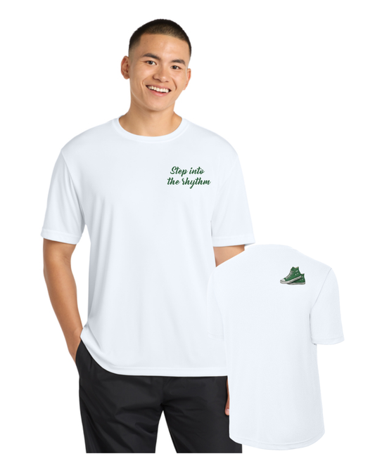 Step into the Rhythm-  Embroidered Logo Performance Tee