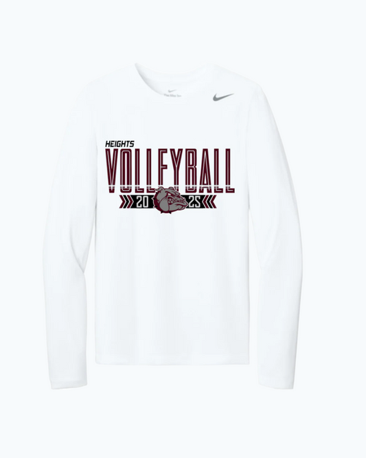 Heights Volleyball- Nike Legend Heighs VB Longsleeve Performance Tee- White