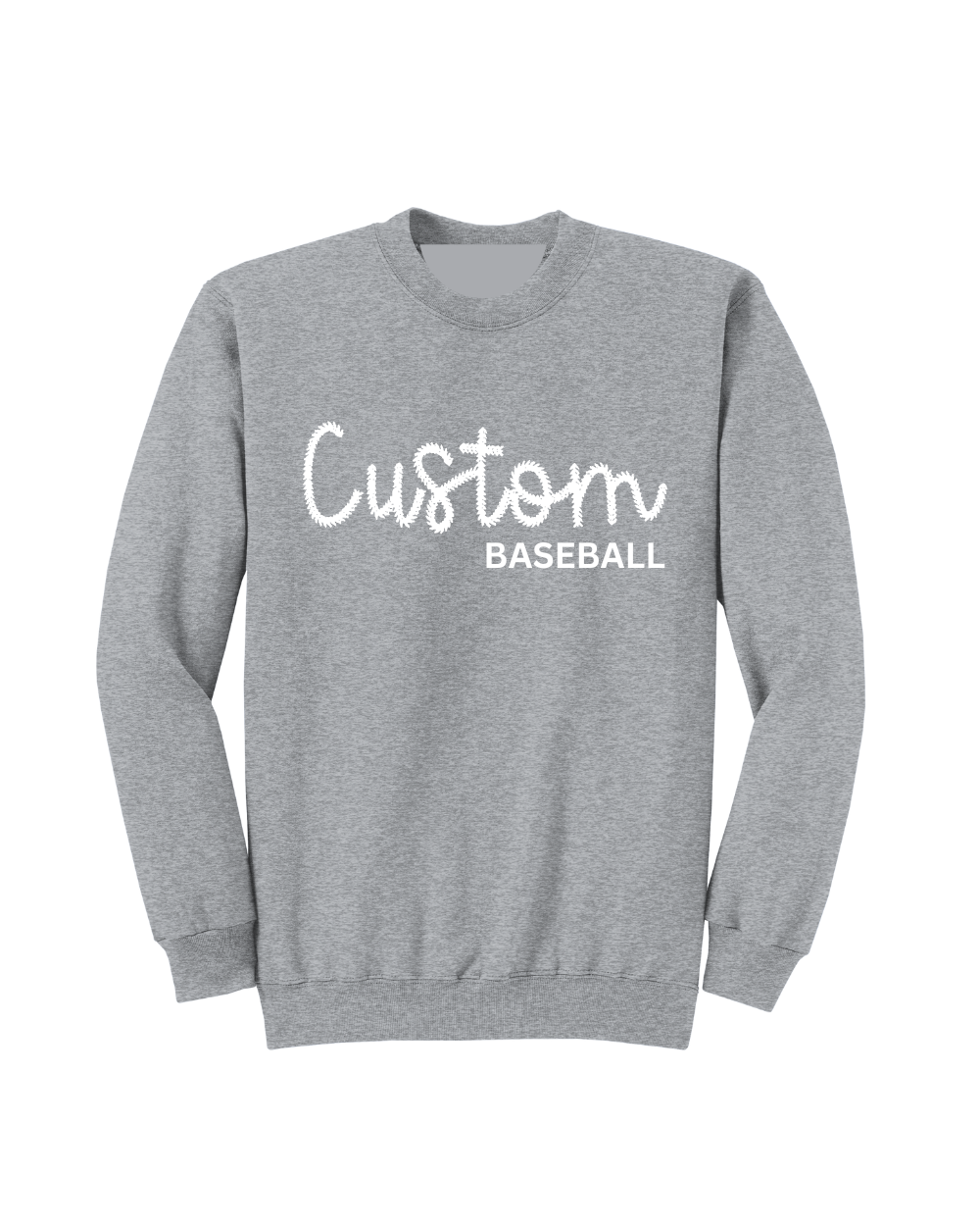 Baseball Spiritwear- Baseball Embroidered Mascot  Stitch Font Crewneck