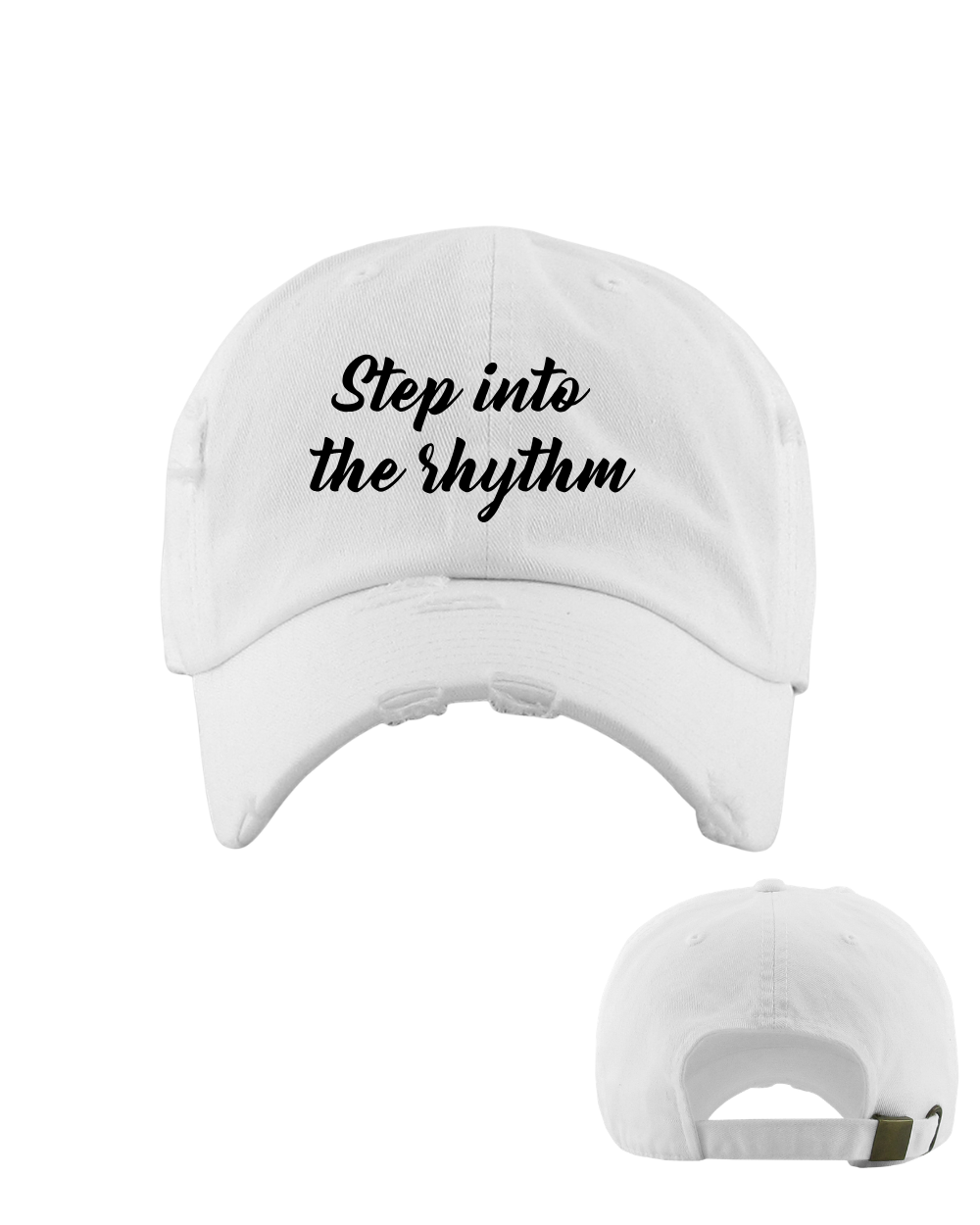 Step into the Rhythm- Embroidered Distressed Cap