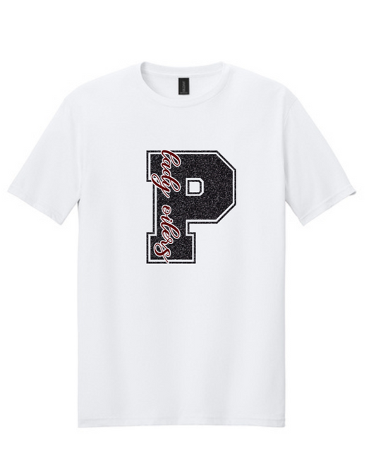 PHS Volleyball- Lady Oilers Glitter P Cotton Tee- White