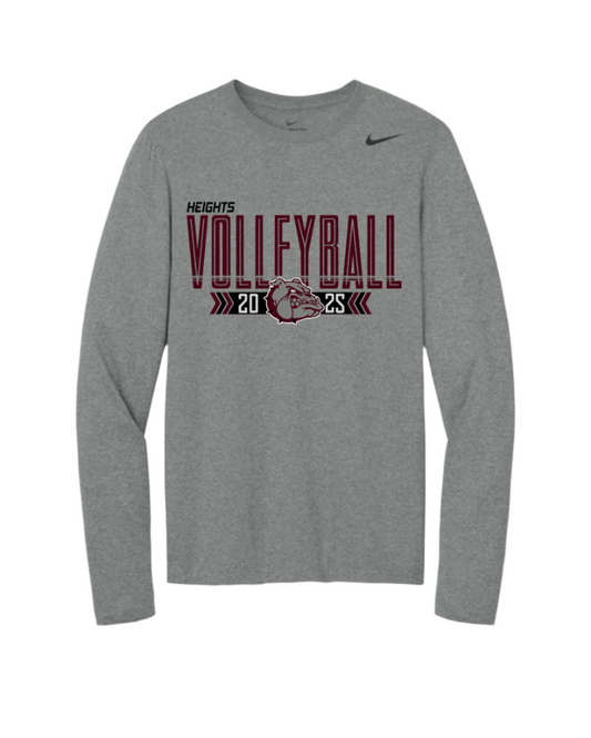 Heights Volleyball- Nike Legend Heighs VB Longsleeve Performance Tee- Carbon Heather