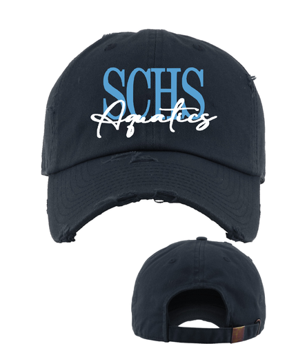 Shadow Creek Aquatics-  Sharks Embroidered Signature Distressed Dad Hat