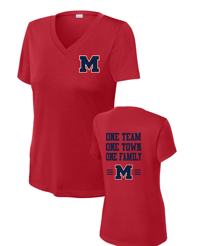 Manvel Football - One Team Ladies Vneck Performance Tee