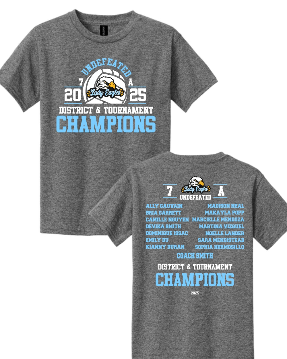 McNair Volleyball - 7A Undefeated District & Tournament Champions Cotton Tee Shirt