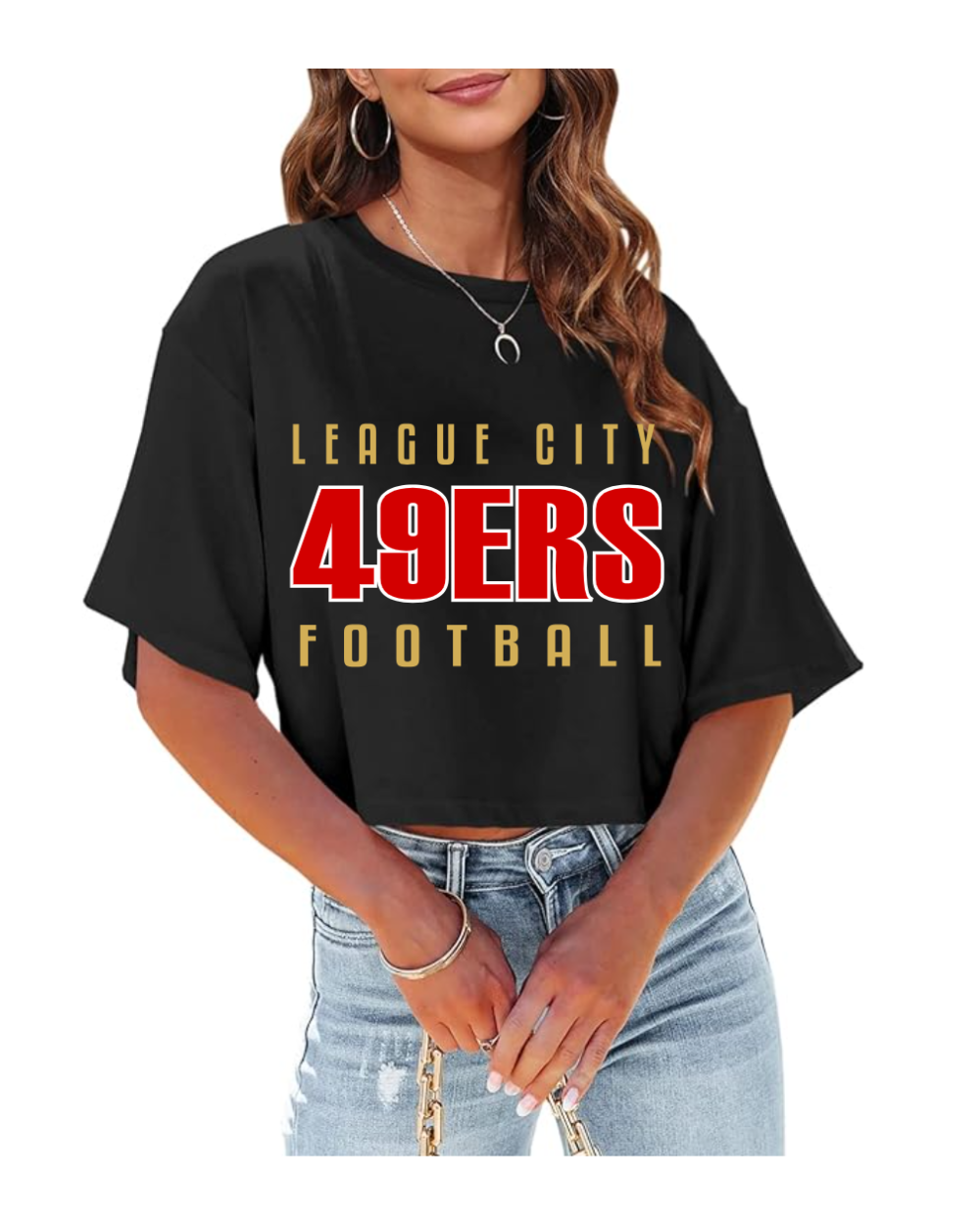 League City 49ers Football & Cheer-League City 49ers Football Ladies Crop Top