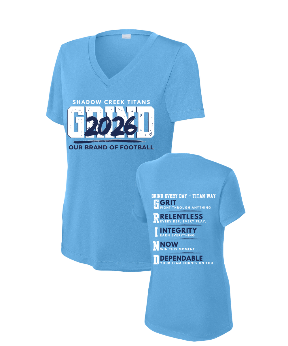 Shadow Creek Titans- Titans Grind 2026 Ladies Short Sleeve VNeck Performance Tee