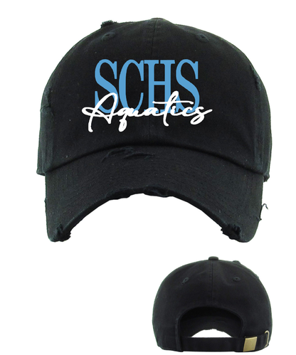 Shadow Creek Aquatics-  Sharks Embroidered Signature Distressed Dad Hat