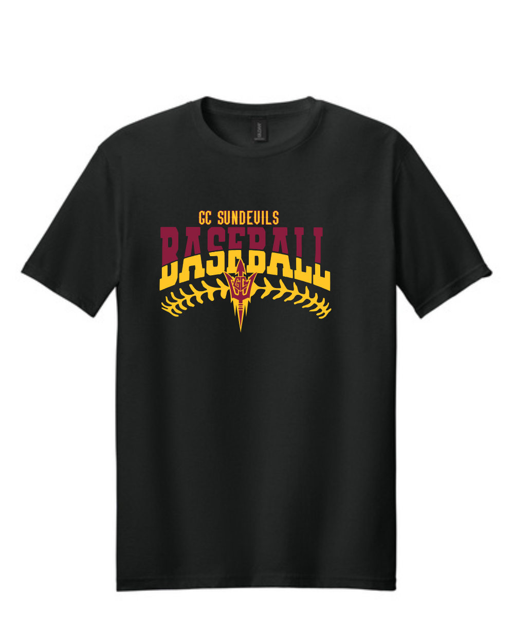 GC Sun Devils Baseball- GC Baseball Stitches Cotton Tee