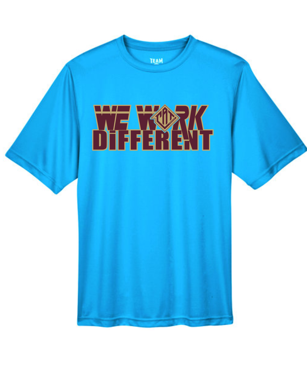 CAT Takeover-Blue Performance Tee - We Work Different