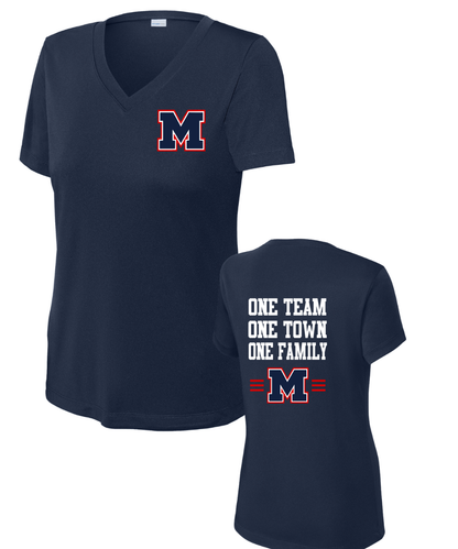 Manvel Football - One Team Ladies Vneck Performance Tee