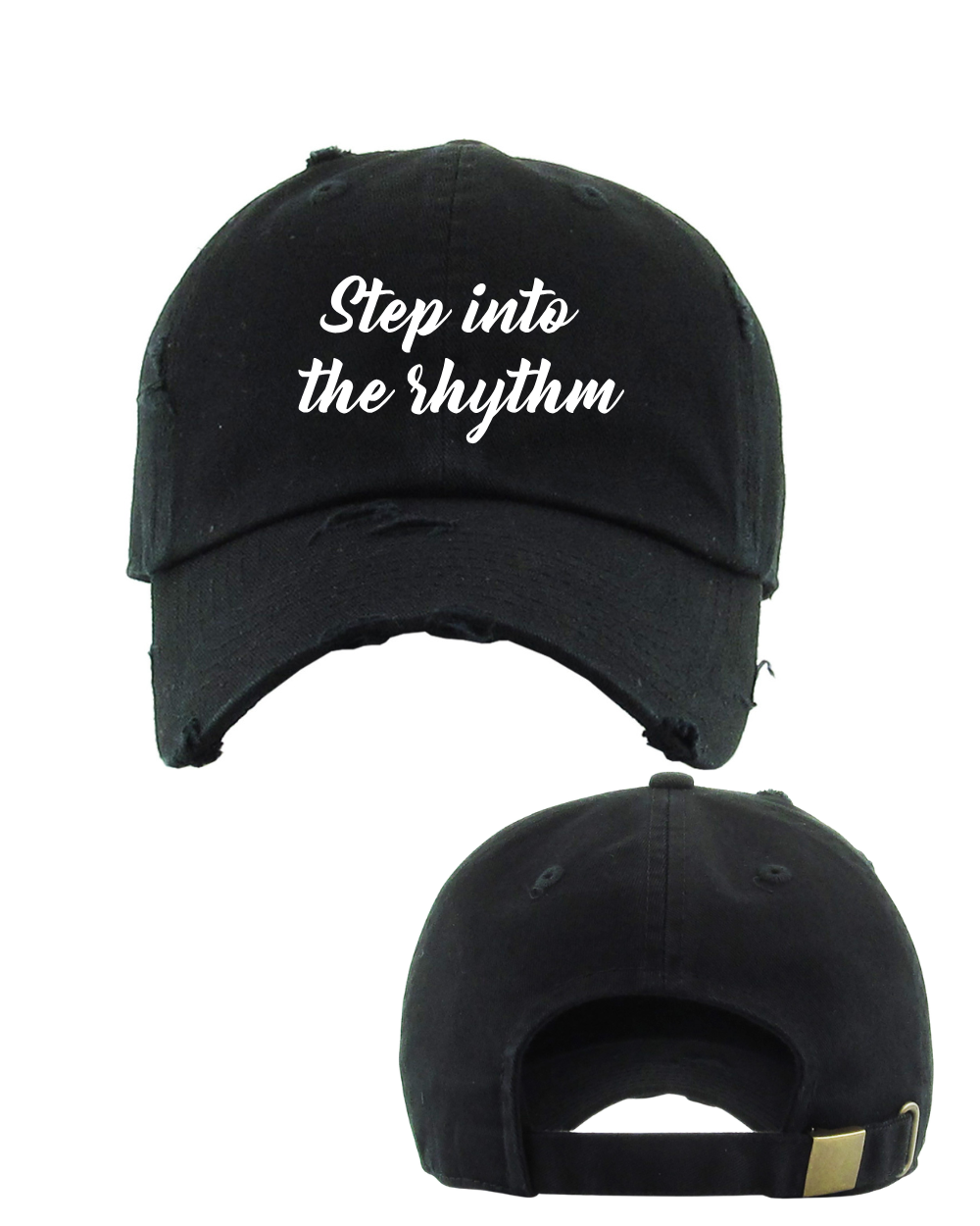 Step into the Rhythm- Embroidered Distressed Cap