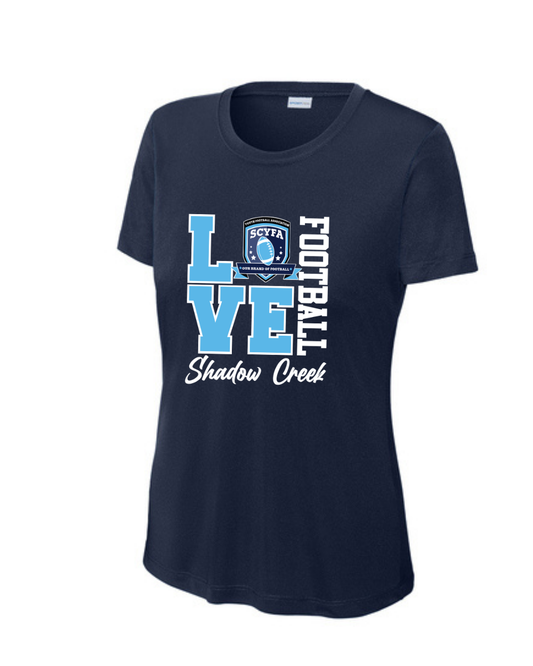 Shadow Creek Titans- Love Football Ladies  Short Sleeve Performance Tee