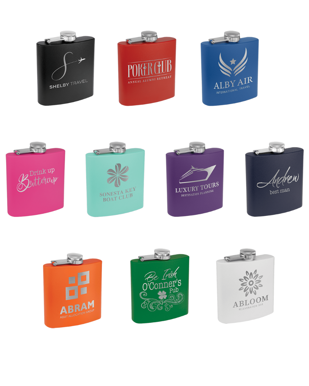 Gift- Laser Engraved Powder Coated  Flask