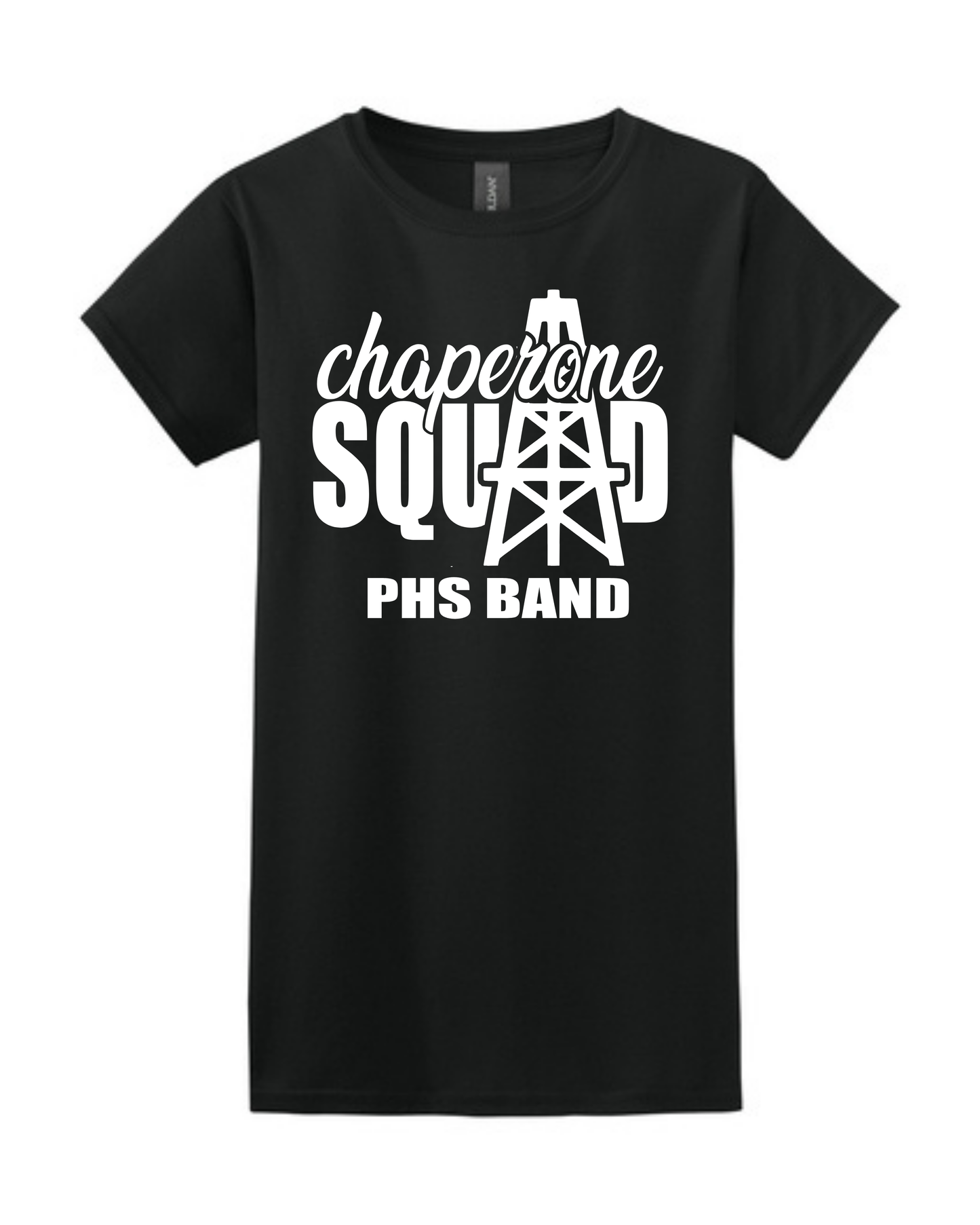 Pearland HS Band Chaperone- PHS Band Chaperone Squad Ladies Cotton T-Shirt - Black
