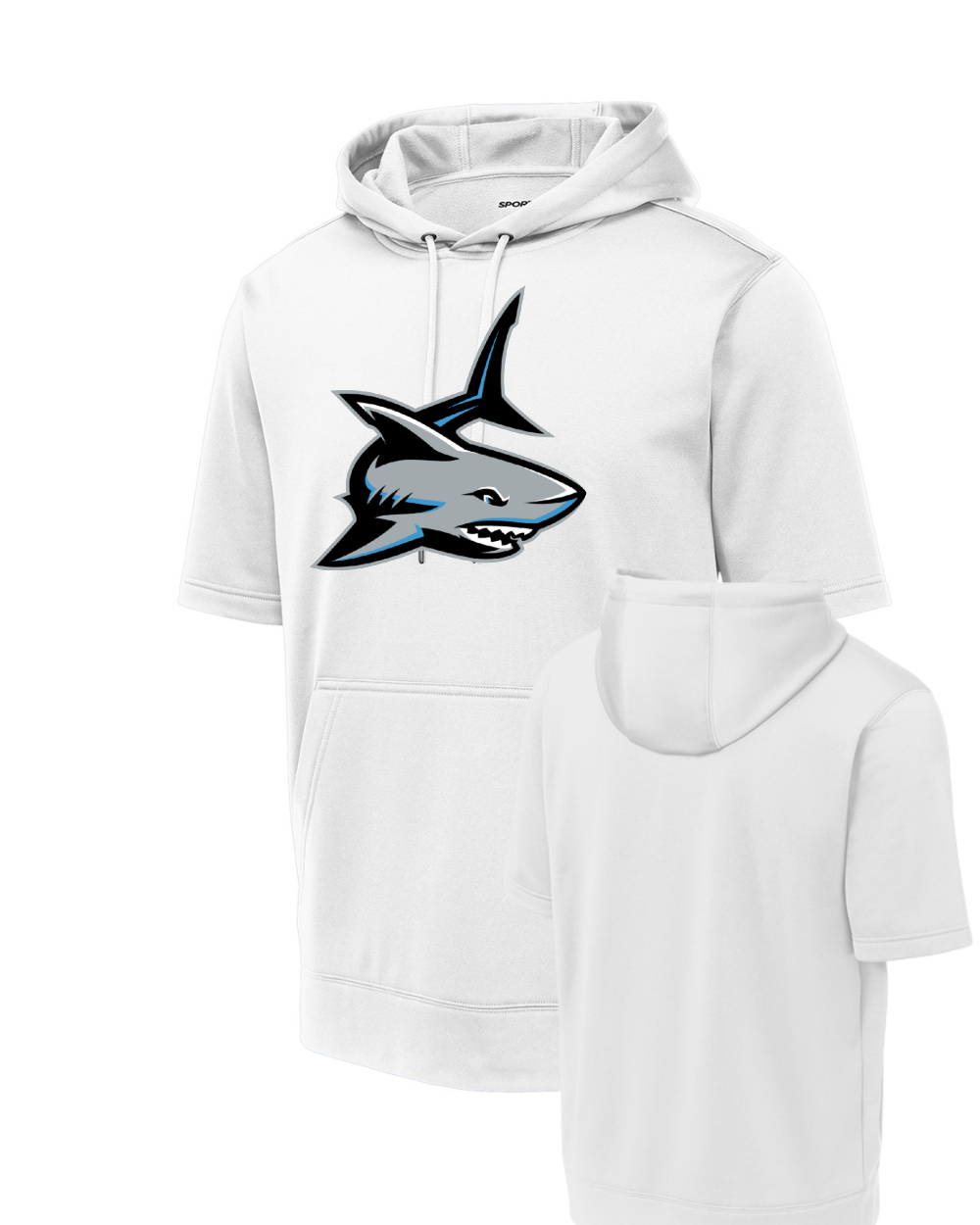 Shadow Creek- Embroidered Shark logo Short Sleeve Performance Hoodie