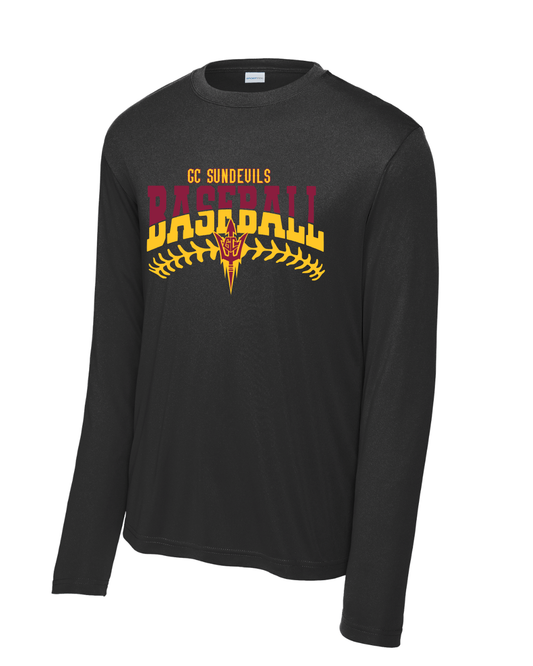 GC Sun Devils Baseball- GC Baseball Stitches  Long Sleeve Performance Tee