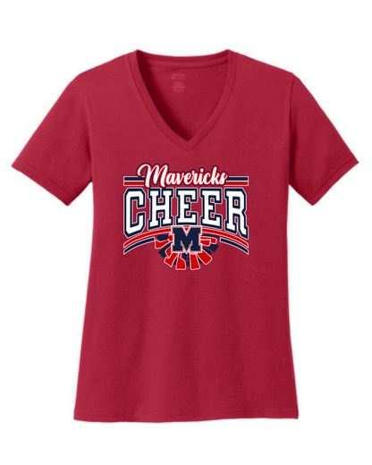 Manvel Cheer - Maverick Cheer Ladies Vneck Cotton Tee