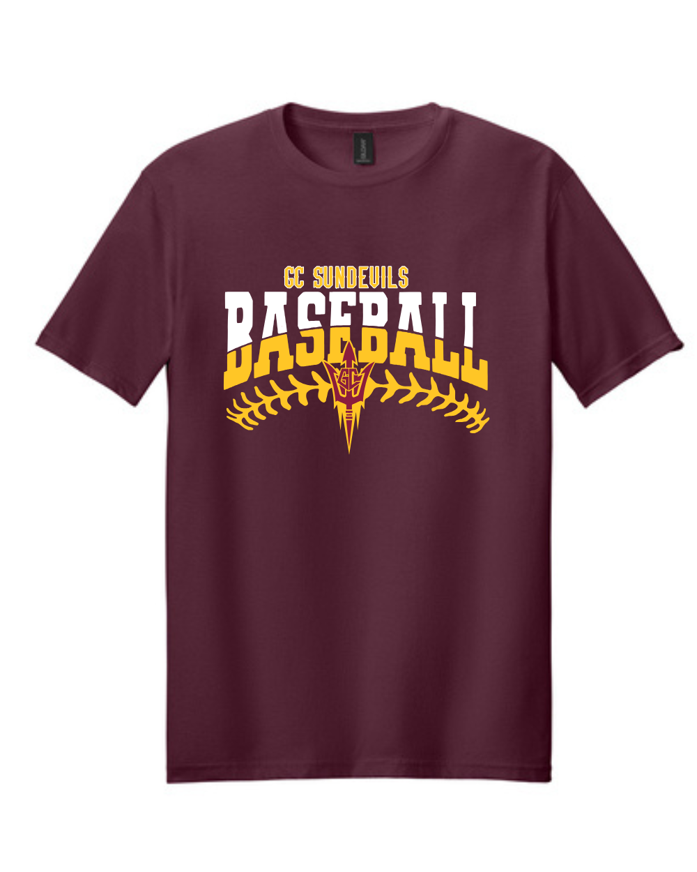 GC Sun Devils Baseball- GC Baseball Stitches Cotton Tee