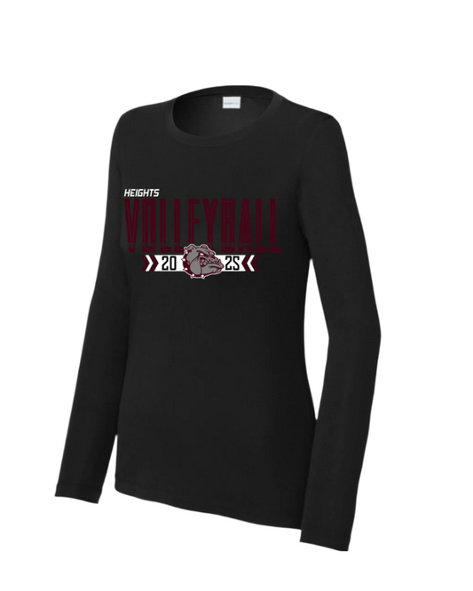 Heights Volleyball- Heights VB Ladies  Longsleeve Performance Tee- Black