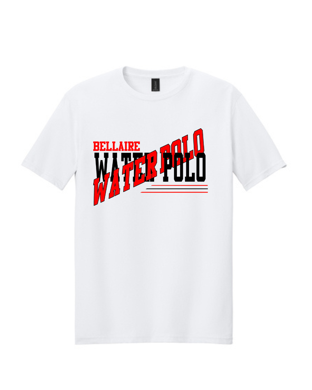 Bellaire Cardinals Water Polo- Split Water Polo Swim Cotton Tee -White