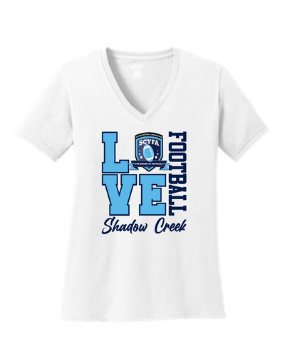 Shadow Creek Titans- Love Football Ladies Vneck Cotton Tee