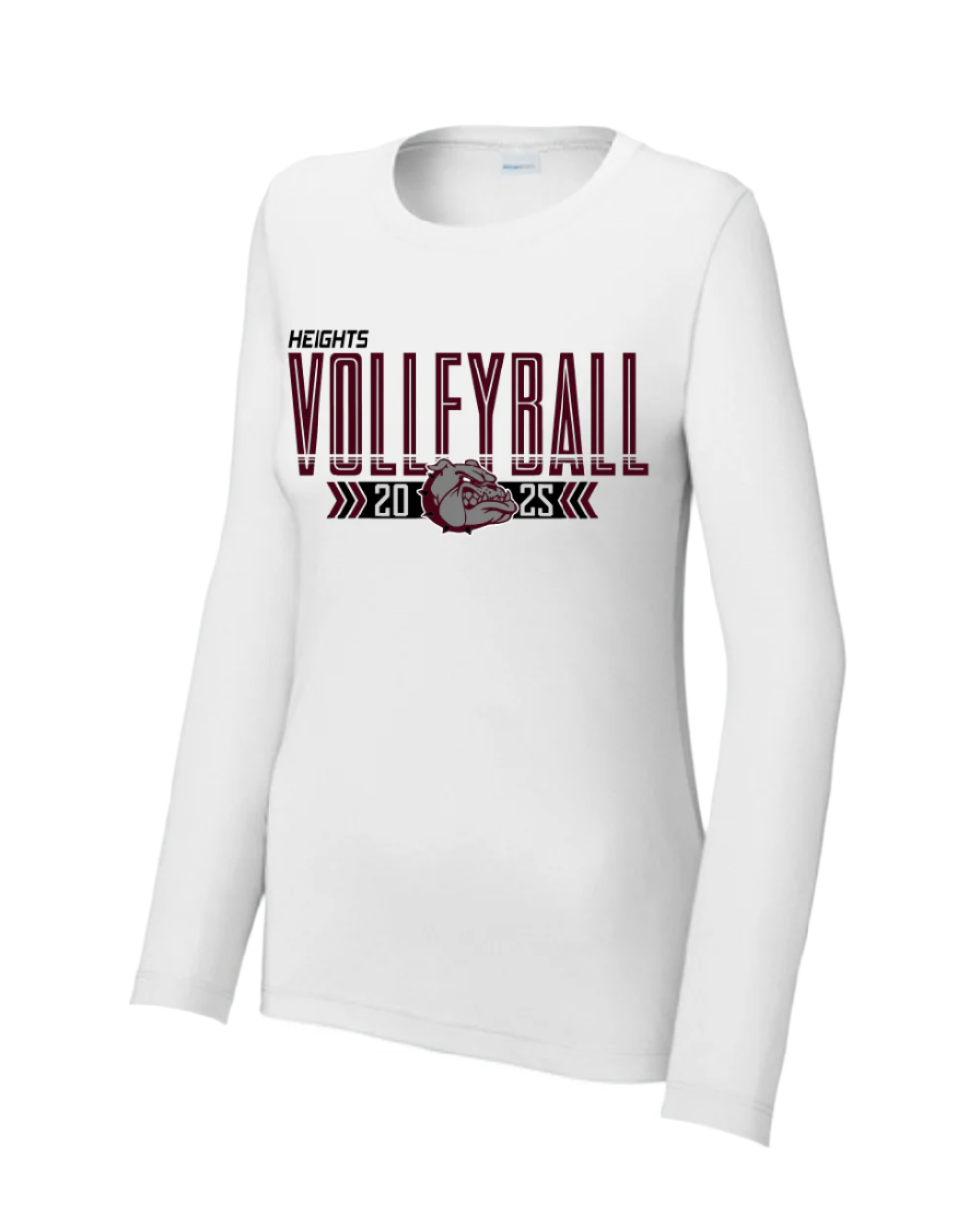 Heights Volleyball- Heights VB Ladies Longsleeve Performance Tee- White