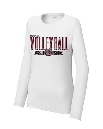 Heights Volleyball- Heights VB Ladies Longsleeve Performance Tee- White