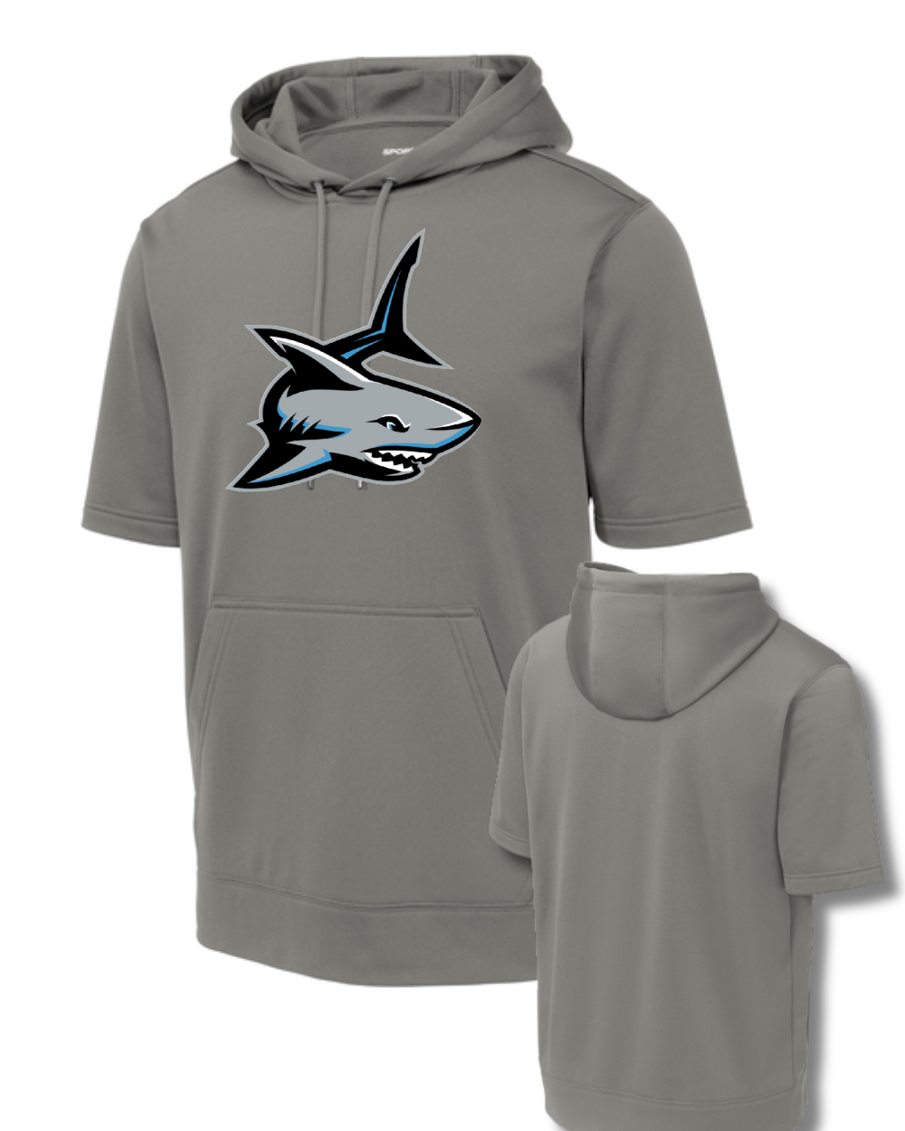 Shadow Creek- Embroidered Shark logo Short Sleeve Performance Hoodie