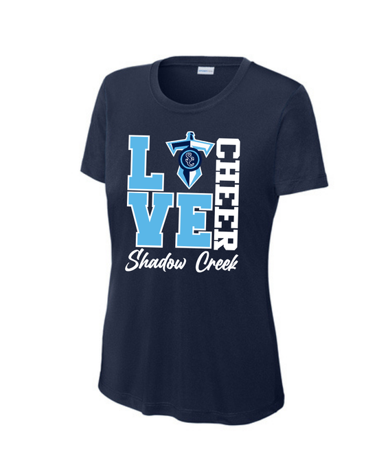 Shadow Creek Titans- LOVE CHEER Ladies  Short Sleeve Performance Tee