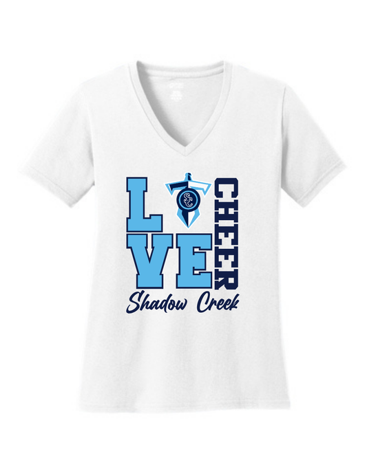 Shadow Creek Titans- Love Cheer Ladies Vneck Cotton Tee