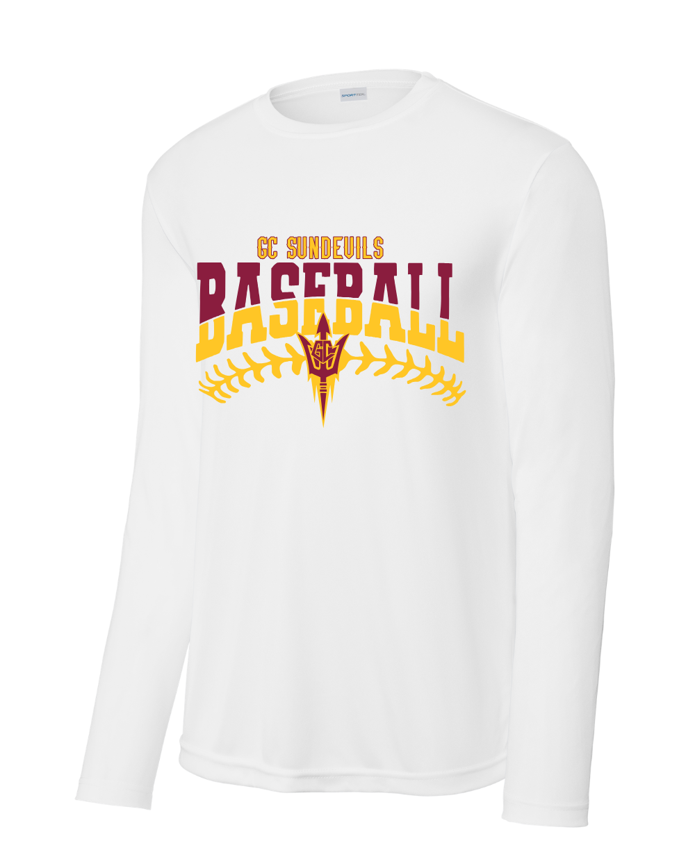 GC Sun Devils Baseball- GC Baseball Stitches  Long Sleeve Performance Tee
