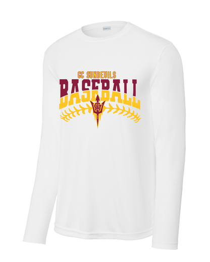 GC Sun Devils Baseball- GC Baseball Stitches  Long Sleeve Performance Tee